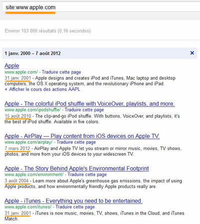 ancienneté du site Apple